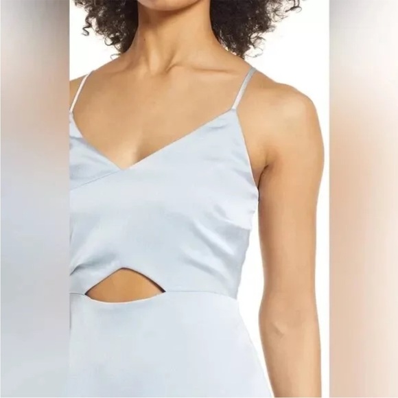 Sam Edelman Women's Blue Sleeveless Satin Cutout Midi Dress Size 4 - Picture 5 of 9